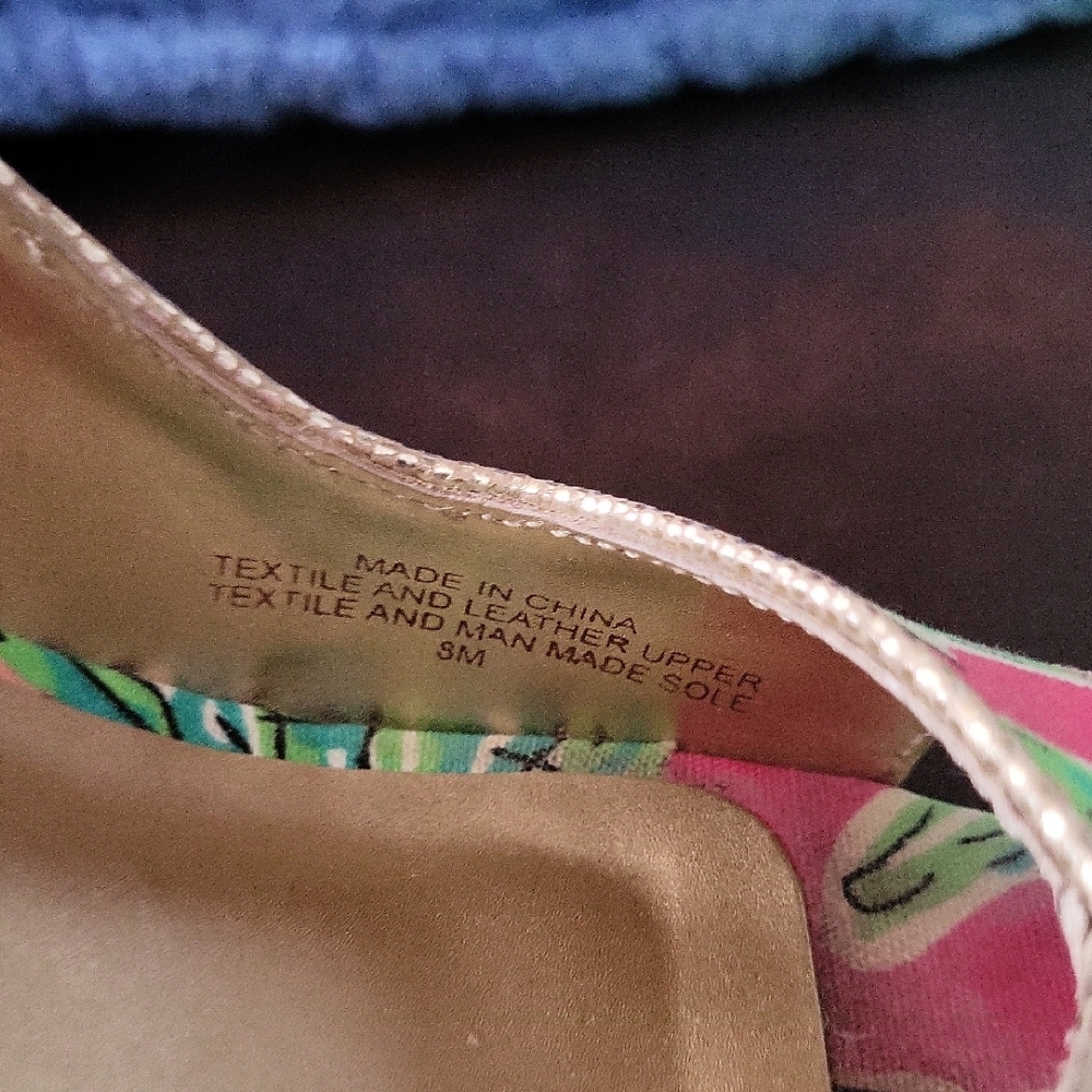Lilly Pulitzer Vibrant Pink and Green Peep-Toe Wedges - Picture 4 of 4